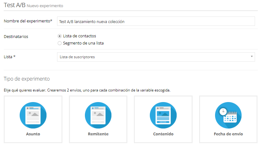 Test A/B por asunto